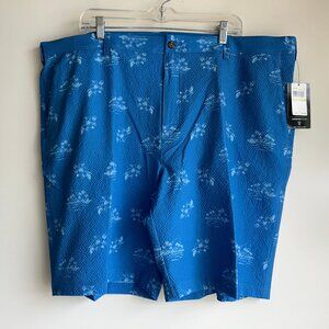 NWT PGA TOUR Golf Pro Series Seersucker Pacific Coast Blue Shorts Floral Size 44
